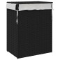 vidaXL Cesto de ropa sucia con tapa ratán sintético negro 46x33x60 cm vidaXL Cesto de ropa sucia con tapa ratán sintético negro 46x33x60 cm