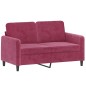vidaXL Sofá de 2 plazas de terciopelo rojo tinto 120 cm vidaXL Sofá de 2 plazas de terciopelo rojo tinto 120 cm