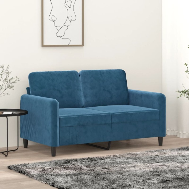 vidaXL Sofá de 2 plazas terciopelo azul 120 cm vidaXL Sofá de 2 plazas terciopelo azul 120 cm