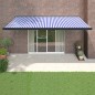 vidaXL Toldo retráctil aluminio y tela azul y blanco 5x3 m vidaXL Toldo retráctil aluminio y tela azul y blanco 5x3 m