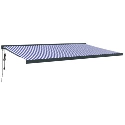 vidaXL Toldo retráctil aluminio y tela azul y blanco 5x3 m