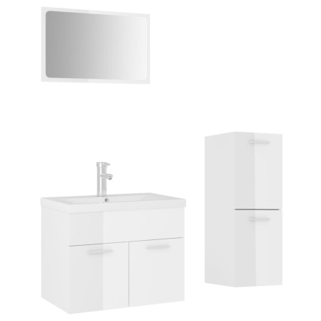 vidaXL Juego de muebles de baño madera de ingeniería blanco brillo