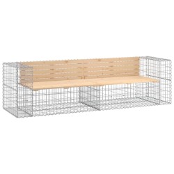 vidaXL Banco jardín diseño gaviones madera maciza pino 244x71x65,5 cm