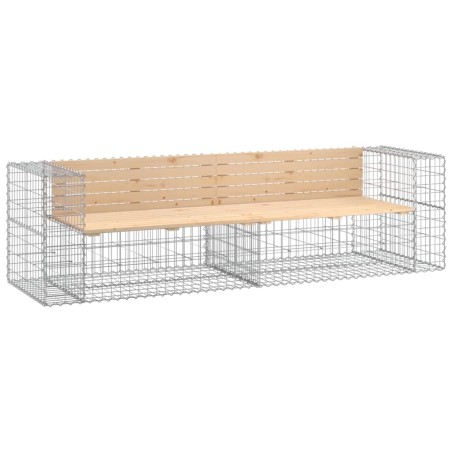 vidaXL Banco jardín diseño gaviones madera maciza pino 244x71x65,5 cm