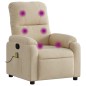 vidaXL Sillón reclinable de masaje tela de microfibra color crema vidaXL Sillón reclinable de masaje tela de microfibra color crema
