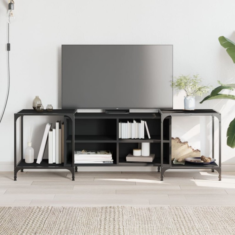 vidaXL Mueble de TV de madera de ingeniería negro 153x37x50 cm