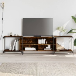 vidaXL Mueble de TV madera de ingeniería roble ahumado 203x37x50 cm