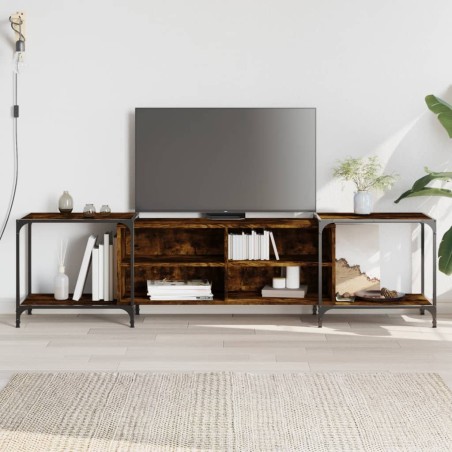 vidaXL Mueble de TV madera de ingeniería roble ahumado 203x37x50 cm