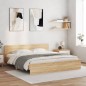 vidaXL Estructura de cama con cabecero roble Sonoma 200x200 cm vidaXL Estructura de cama con cabecero roble Sonoma 200x200 cm