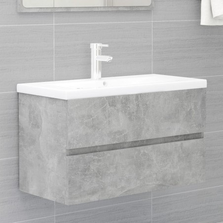 vidaXL Mueble con lavabo madera de ingeniería gris hormigón