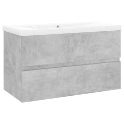 vidaXL Mueble con lavabo madera de ingeniería gris hormigón