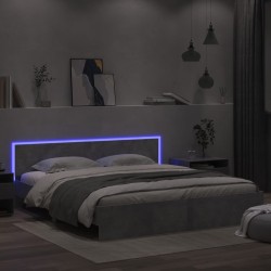 vidaXL Estructura de cama cabecero y luces LED gris hormigón 200x200cm