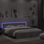 vidaXL Estructura de cama cabecero y luces LED gris hormigón 200x200cm vidaXL Estructura de cama cabecero y luces LED gris hormigón 200x200cm