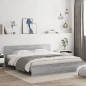 vidaXL Estructura de cama cabecero y luces LED gris Sonoma 200x200 cm vidaXL Estructura de cama cabecero y luces LED gris Sonoma 200x200 cm