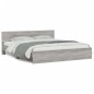 vidaXL Estructura de cama cabecero y luces LED gris Sonoma 200x200 cm vidaXL Estructura de cama cabecero y luces LED gris Sonoma 200x200 cm