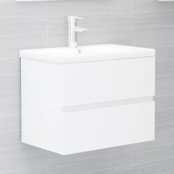 vidaXL Mueble con lavabo madera de ingeniería blanco brillo