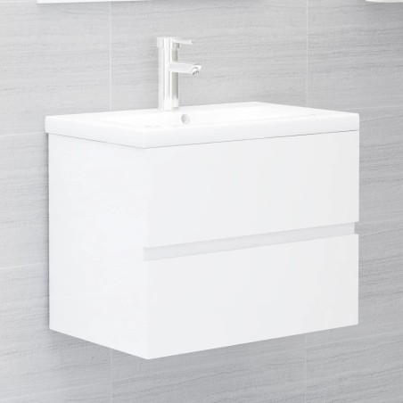 vidaXL Mueble con lavabo madera de ingeniería blanco brillo