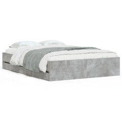 vidaXL Cama con cajones madera de ingeniería gris hormigón 120x190 cm