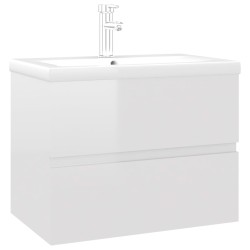 vidaXL Mueble con lavabo madera de ingeniería blanco brillo