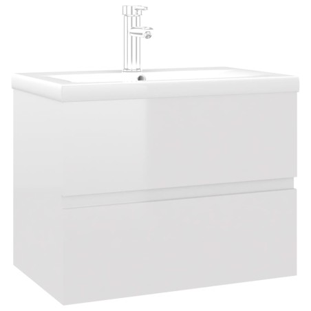 vidaXL Mueble con lavabo madera de ingeniería blanco brillo