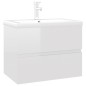 vidaXL Mueble con lavabo madera de ingeniería blanco brillo vidaXL Mueble con lavabo madera de ingeniería blanco brillo