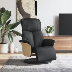 vidaXL Sillón reclinable con reposapiés cuero sintético negro
