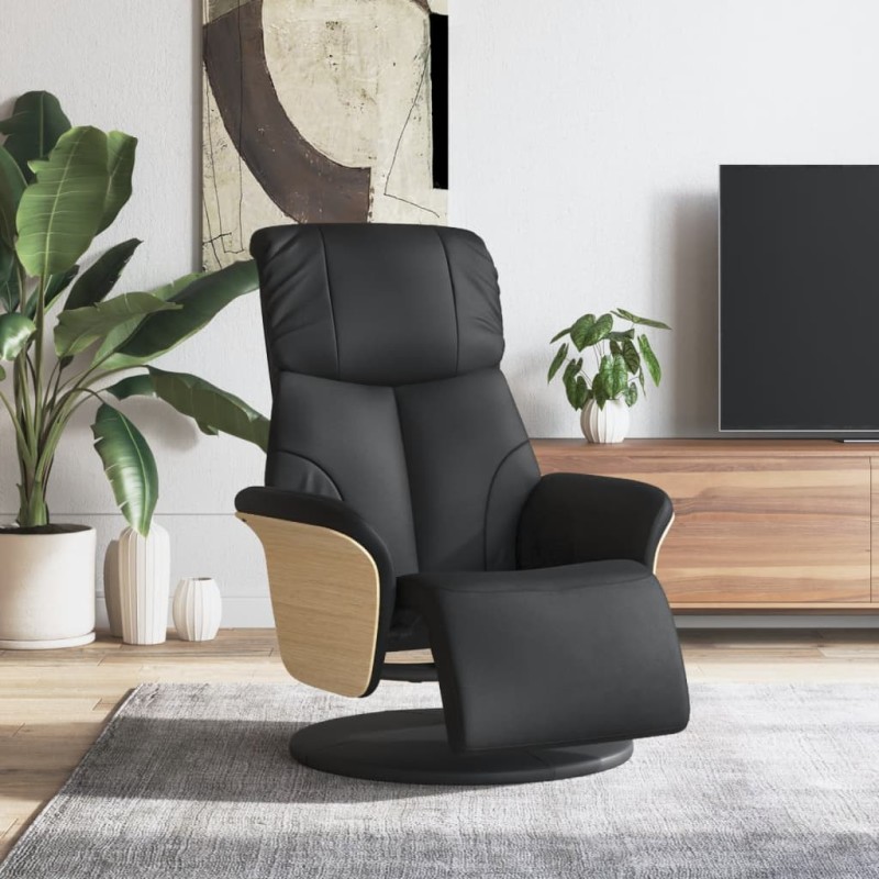 vidaXL Sillón reclinable con reposapiés cuero sintético negro vidaXL Sillón reclinable con reposapiés cuero sintético negro