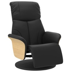 vidaXL Sillón reclinable con reposapiés cuero sintético negro