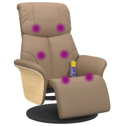 vidaXL Sillón reclinable masaje reposapiés cuero sintético capuchino