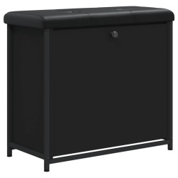 vidaXL Banco zapatero con cajón abatible negro 62x32x56 cm