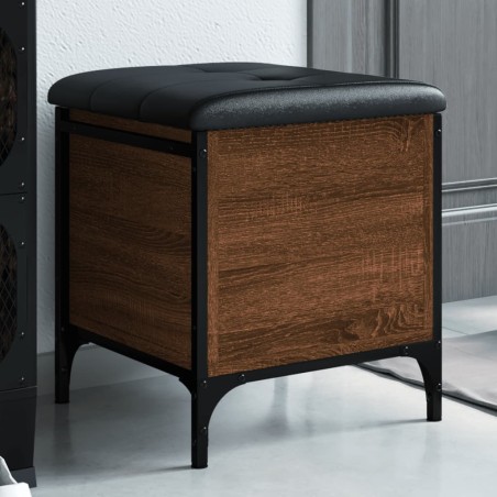 vidaXL Banco con almacenaje madera ingeniería roble marrón 42x42x45 cm