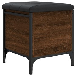 vidaXL Banco con almacenaje madera ingeniería roble marrón 42x42x45 cm
