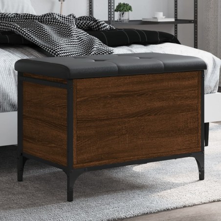 vidaXL Banco con almacenaje madera ingeniería roble marrón 62x42x45 cm