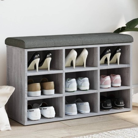 vidaXL Banco zapatero madera de ingeniería gris Sonoma 82x32x50 cm