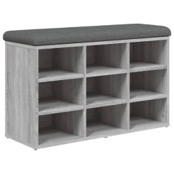 vidaXL Banco zapatero madera de ingeniería gris Sonoma 82x32x50 cm