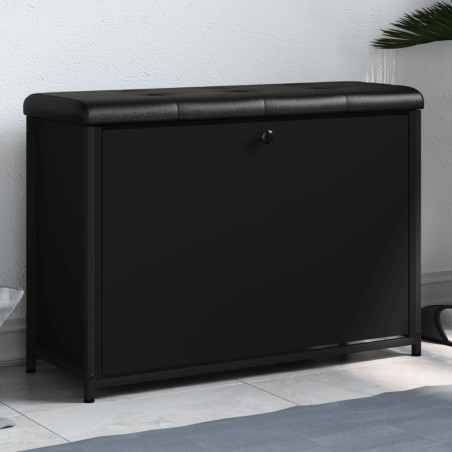 vidaXL Banco zapatero con cajón abatible negro 82x32x56 cm