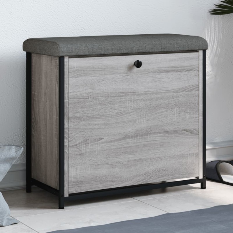 vidaXL Banco zapatero con cajón abatible gris Sonoma 62x32x56 cm vidaXL Banco zapatero con cajón abatible gris Sonoma 62x32x56 cm