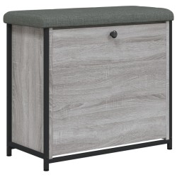 vidaXL Banco zapatero con cajón abatible gris Sonoma 62x32x56 cm