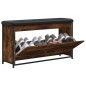 vidaXL Banco zapatero con cajón abatible roble ahumado 102x32x56 cm vidaXL Banco zapatero con cajón abatible roble ahumado 102x32x56 cm