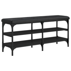 vidaXL Banco zapatero madera de ingeniería negro 102x32x47 cm