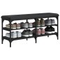 vidaXL Banco zapatero madera de ingeniería negro 102x32x47 cm