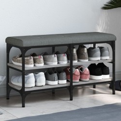 vidaXL Banco zapatero madera de ingeniería gris Sonoma 82x32x47 cm