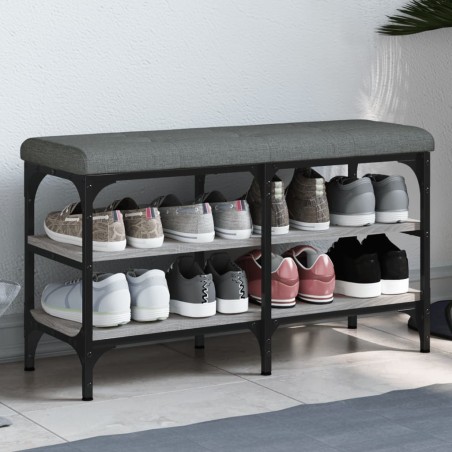 vidaXL Banco zapatero madera de ingeniería gris Sonoma 82x32x47 cm