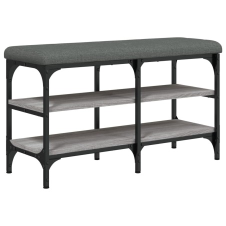 vidaXL Banco zapatero madera de ingeniería gris Sonoma 82x32x47 cm