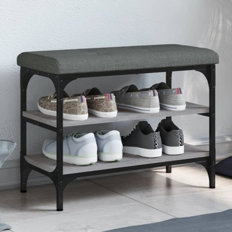 vidaXL Banco zapatero madera de ingeniería gris Sonoma 62x32x47 cm