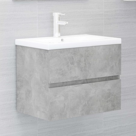 vidaXL Mueble con lavabo madera de ingeniería gris hormigón