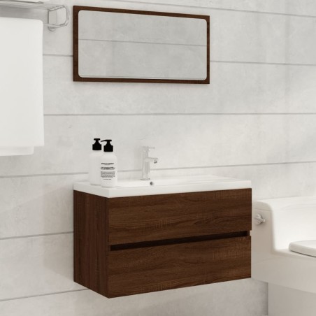vidaXL Set de muebles baño 2 pzas madera contrachapada marrón roble