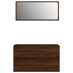 vidaXL Set de muebles baño 2 pzas madera contrachapada marrón roble
