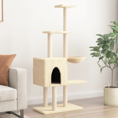 vidaXL Rascador para gatos con postes de sisal color crema 145 cm