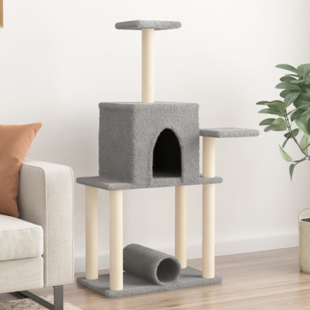 vidaXL Rascador para gatos con postes de sisal gris claro 122 cm